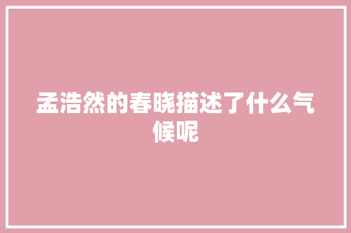 孟浩然的春晓描述了什么气候呢