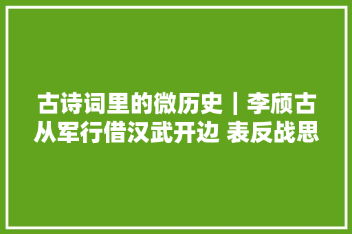 古诗词里的微历史｜李颀古从军行借汉武开边 表反战思惟