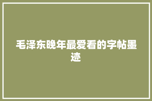 毛泽东晚年最爱看的字帖墨迹