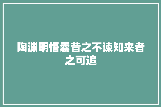 陶渊明悟曩昔之不谏知来者之可追