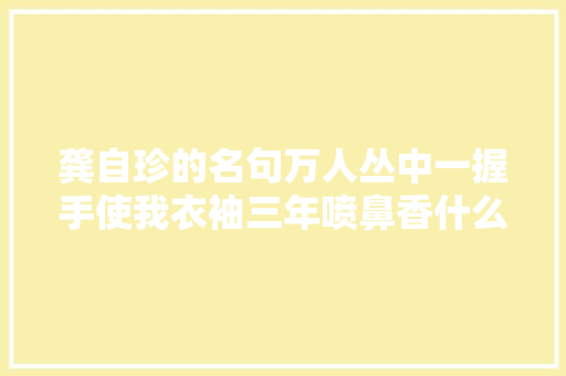 龚自珍的名句万人丛中一握手使我衣袖三年喷鼻香什么意思