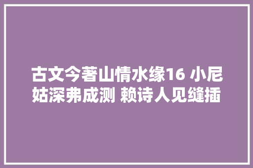 古文今著山情水缘16 小尼姑深弗成测 赖诗人见缝插针