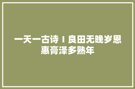 一天一古诗Ⅰ良田无晚岁恩惠膏泽多熟年
