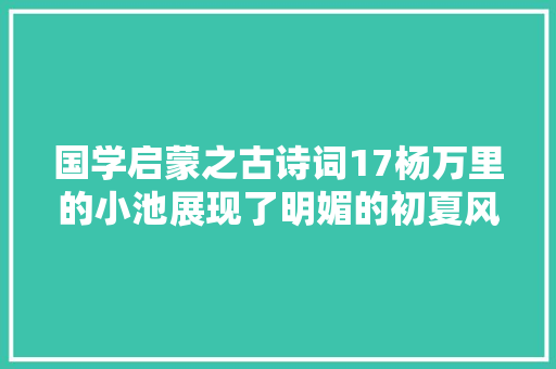 国学启蒙之古诗词17杨万里的小池展现了明媚的初夏风光