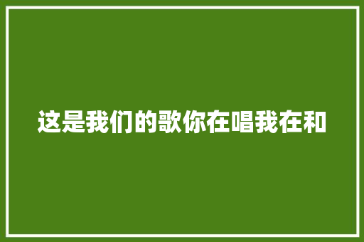 这是我们的歌你在唱我在和
