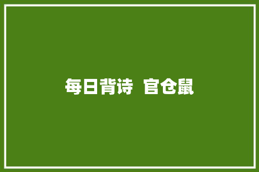 每日背诗  官仓鼠