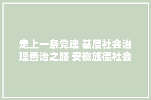 走上一条党建 基层社会治理善治之路 安徽旌德社会治理示范区培植迈出坚实办法