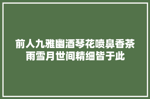 前人九雅幽酒琴花喷鼻香茶雨雪月世间精细皆于此