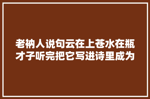老衲人说句云在上苍水在瓶才子听完把它写进诗里成为经典