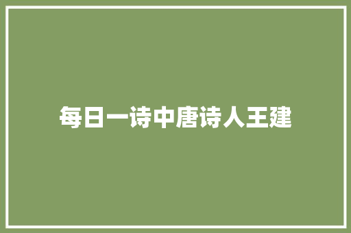 每日一诗中唐诗人王建