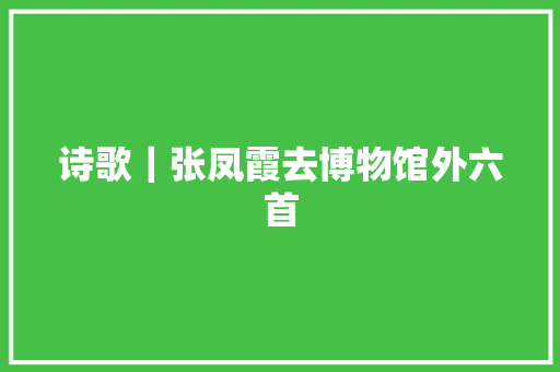 诗歌｜张凤霞去博物馆外六首