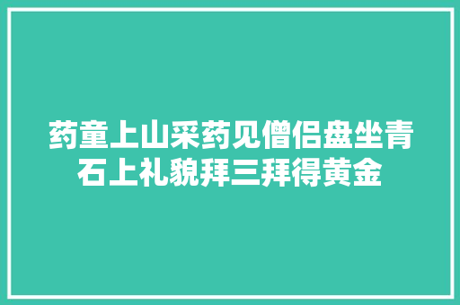 药童上山采药见僧侣盘坐青石上礼貌拜三拜得黄金