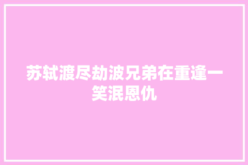 苏轼渡尽劫波兄弟在重逢一笑泯恩仇