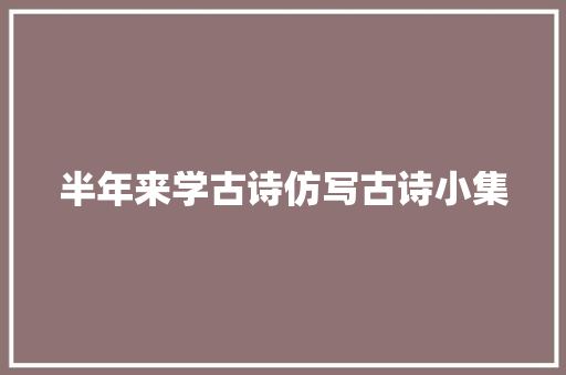 半年来学古诗仿写古诗小集