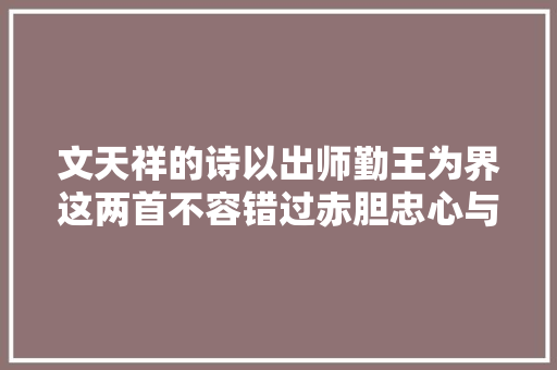 文天祥的诗以出师勤王为界这两首不容错过赤胆忠心与日月同辉