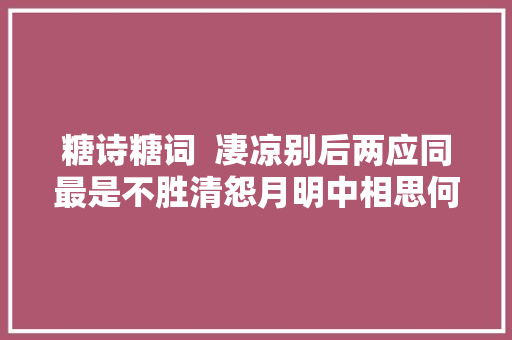 糖诗糖词  凄凉别后两应同最是不胜清怨月明中相思何其苦