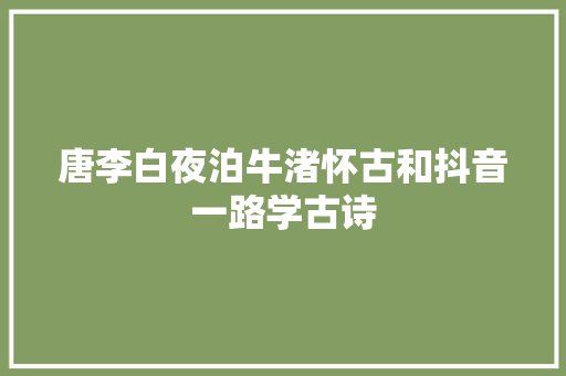 唐李白夜泊牛渚怀古和抖音一路学古诗