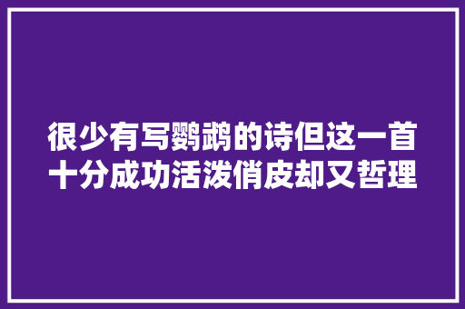 很少有写鹦鹉的诗但这一首十分成功活泼俏皮却又哲理深刻