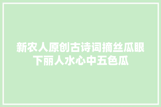 新农人原创古诗词摘丝瓜眼下丽人水心中五色瓜