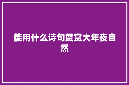 能用什么诗句赞赏大年夜自然