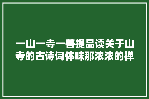 一山一寺一菩提品读关于山寺的古诗词体味那浓浓的禅意