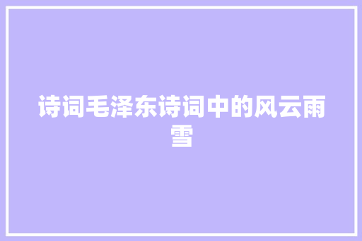 诗词毛泽东诗词中的风云雨雪