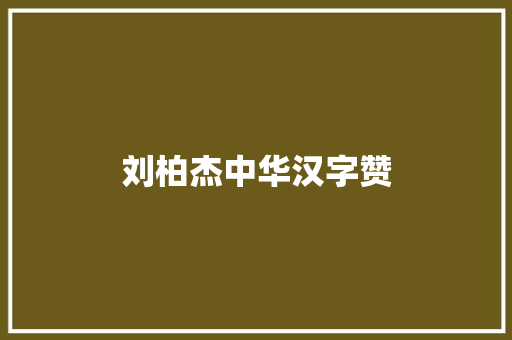 刘柏杰中华汉字赞