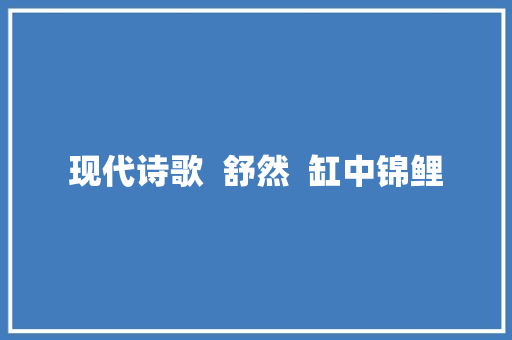 现代诗歌  舒然  缸中锦鲤