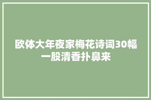 欧体大年夜家梅花诗词30幅一股清香扑鼻来