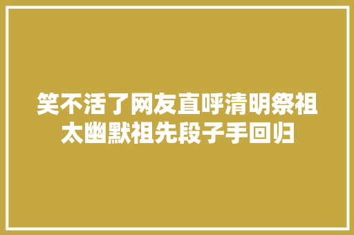 笑不活了网友直呼清明祭祖太幽默祖先段子手回归