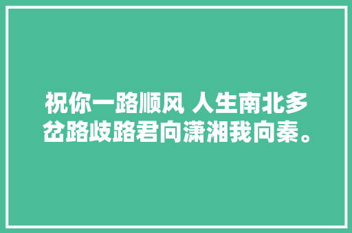 祝你一路顺风 人生南北多岔路歧路君向潇湘我向秦。