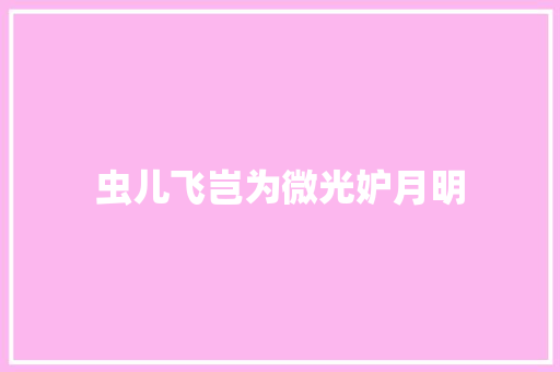 虫儿飞岂为微光妒月明