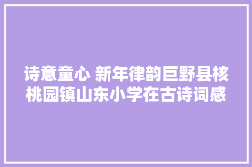 诗意童心 新年律韵巨野县核桃园镇山东小学在古诗词感想沾染新年氛围