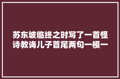 苏东坡临终之时写了一首怪诗教诲儿子首尾两句一模一样