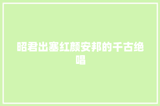 昭君出塞红颜安邦的千古绝唱