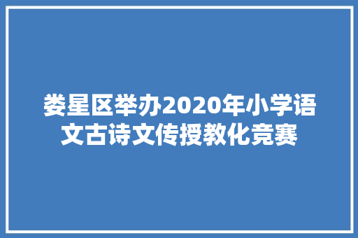 娄星区举办2020年小学语文古诗文传授教化竞赛