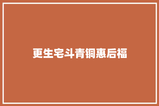 更生宅斗青铜惠后福