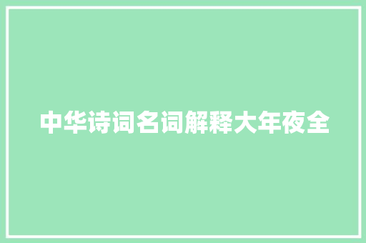 中华诗词名词解释大年夜全