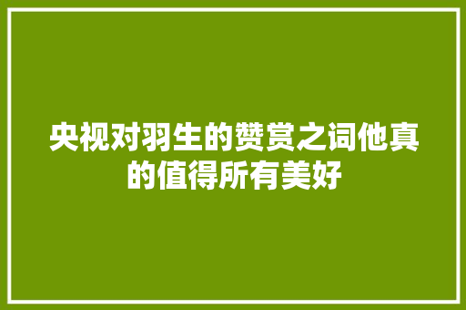 央视对羽生的赞赏之词他真的值得所有美好