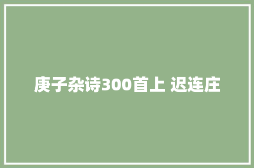 庚子杂诗300首上 迟连庄