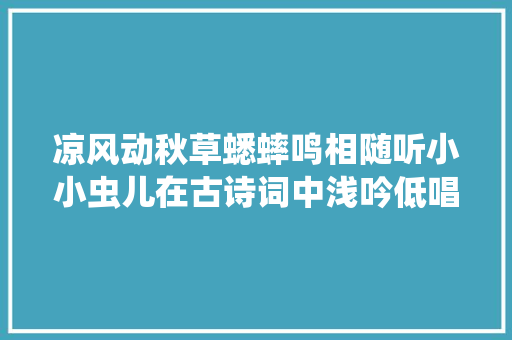 凉风动秋草蟋蟀鸣相随听小小虫儿在古诗词中浅吟低唱