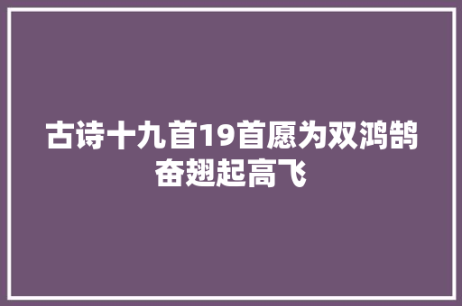古诗十九首19首愿为双鸿鹄奋翅起高飞
