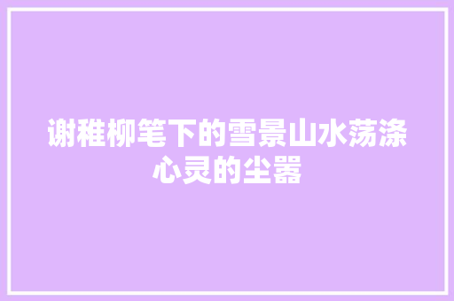 谢稚柳笔下的雪景山水荡涤心灵的尘嚣