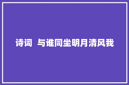 诗词  与谁同坐明月清风我