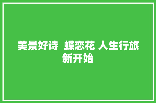 美景好诗  蝶恋花 人生行旅新开始