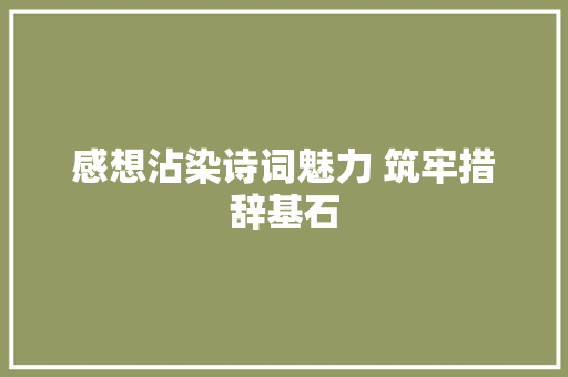 感想沾染诗词魅力 筑牢措辞基石