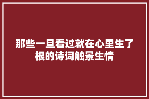 那些一旦看过就在心里生了根的诗词触景生情