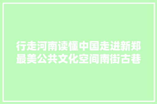行走河南读懂中国走进新郑最美公共文化空间南街古巷