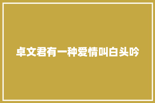 卓文君有一种爱情叫白头吟