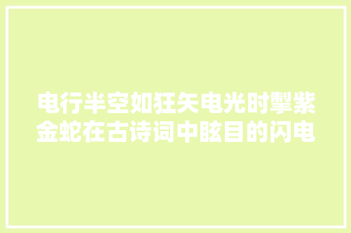 电行半空如狂矢电光时掣紫金蛇在古诗词中眩目的闪电